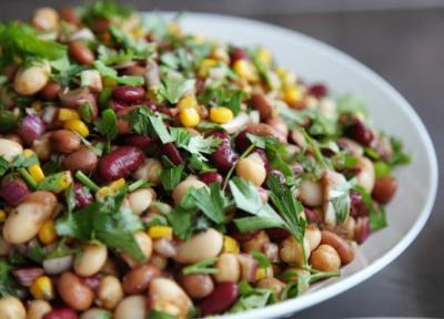 طرز تهیه سالاد حبوبات با سس ماست طرز تهیه سالاد حبوبات با سس ماست
